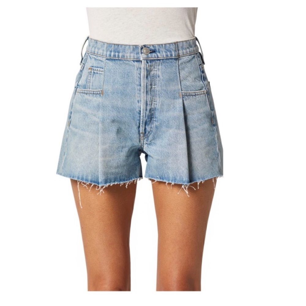 HUDSON Jeans High Waist Pleated Deconstructed Hem Denim Jean Shorts BNWT